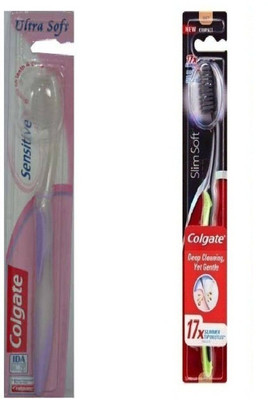 

Colgate charcoal & Sensitive Soft Superior Gentle Cleaning Toothbrush Ultra Soft Toothbrush(Pack of 2)