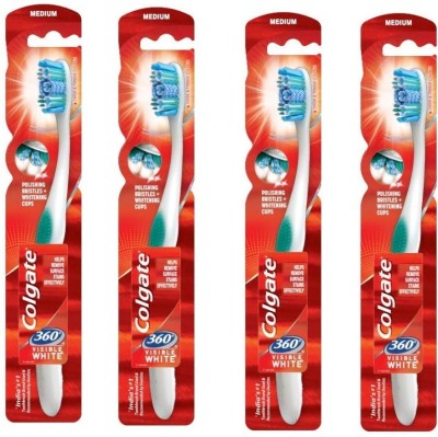 

Colgate Visible White Toothbrush Whole Mouth Clean With Whitening combo pack of 4 Ultra Soft Toothbrush(Pack of 4)