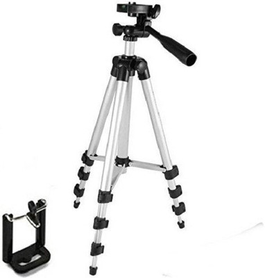 

lifemusic 3110 Tripod Stand with 3-Way Head Tripod Cellphone Holder + 360 Tripod Ball Head for DSLR Camera, Digital Camera, Action Camera Smartphone Aluminum Lightweight Camera Stand with Tripod (multicolor) Tripod(black\silver, Supports Up to 1500)