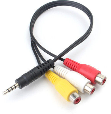 

Ps TV-out Cable 3.5mm Stereo Male To 3 RCA Female Composite AV Cable Adapter (Black, For Home Theater, 0.2 m)(Multicolor, For TV)