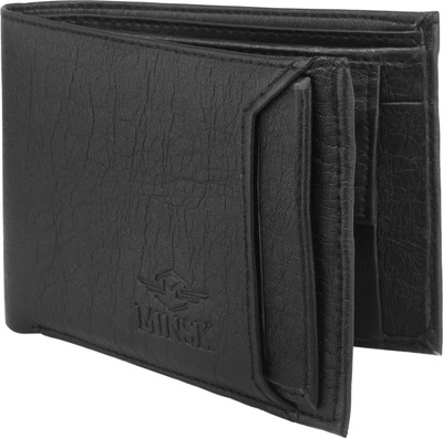 

MINSK Men Black Artificial Leather Wallet(5 Card Slots)