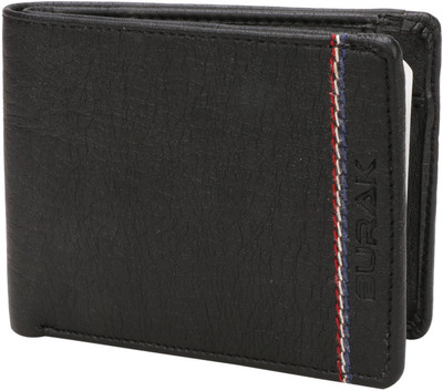 

BURAK Men Casual Black Artificial Leather Wallet(3 Card Slots), Black-01