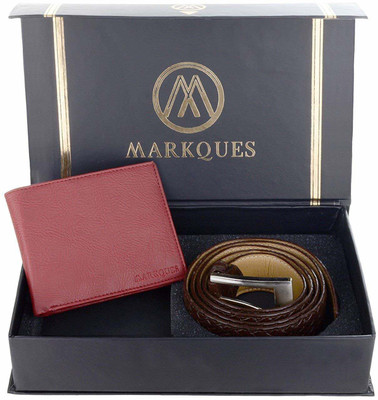 

MARKQUES Belt, Wallet Combo(Red, Brown)