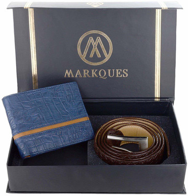 

MARKQUES Belt, Wallet Combo(Blue, Brown)