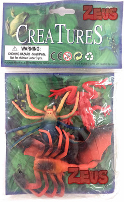 

Zeus Series 2 set of 4 big insects for pretend play kids playing scary insects for playing Frog Spider etc(Multicolor)