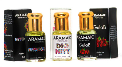 

Aramaic COMBO PACK | PACK OF 3 |PREMIUM ATTAR | MYSTIQUE | DIGNITY | GULAB | 5 ML | ALCOHOL FREE Floral Attar(Floral)