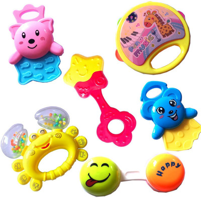 

Saisan Set of 6 Pcs with Various Exciting Toys for New Borns & Infants Random New Shape Rattle - 995-1 - multicolor Rattle(Multicolor)