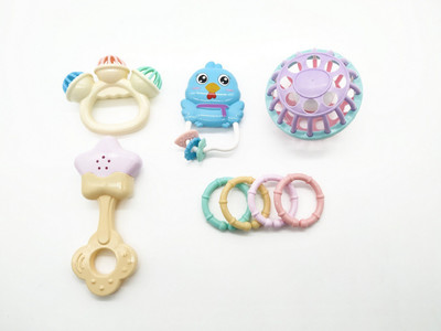 

Bluwings Non Toxic Plastic Colorful Teether and Rattle set(Min. Age 6 months) Rattle(Multicolor)