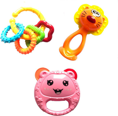 

Saisan 3 PCS Set Baby Time Colourful Rattle Toys for Toddler Based on Theme of Sound Shaking for Baby/Toddler/Infant/Child -JH-16305B - multicolor Rattle(Multicolor)