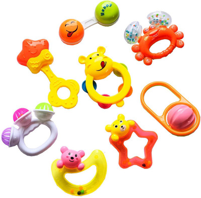

Saisan Set of 8 Pcs with Various Exciting Toys for New Borns & Infants Random New Shape Rattle 997 - 6C - multicolor Rattle(Multicolor)