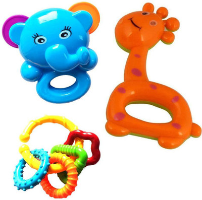 

Saisan 3 PCS Set Baby Time Rattle Toys for Toddler Based on Theme of Sound Shaking for Baby/Toddler/Infant/Child - JH -16305A - multicolor Rattle(Multicolor)