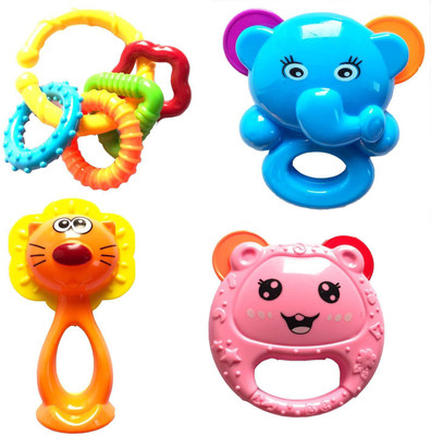 

Saisan 4 PCS Set Lovely Colourful Rattle Toys for Toddler Based on Theme of Sound Shaking for Baby/Toddler/Infant/Child JH - 16306 - multicolor Rattle(Multicolor)