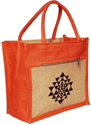 

Crack4Deal Natural Jute Burlap Multipurpose Lunch Bag Combination with Orange Color and spiritual Printed (Size- Length-11" x Width-6" x Hight-10" Inch) Waterproof Lunch Bag(Orange, 10 inch)