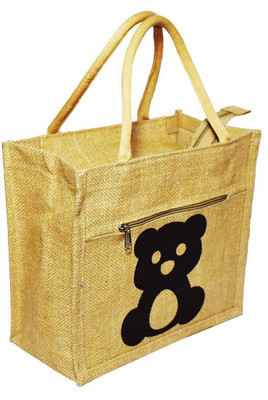 

Crack4Deal Natural Jute Burlap Multipurpose Lunch Bag Teddy Bear Printed (Size- Length-11" x Width-6" x Hight-10" Inch) Waterproof Lunch Bag(Brown, 10 inch)