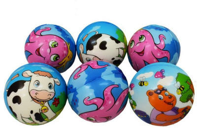 

ToyzIsland Exclusive 6 Pcs Soft Foam Sponge Balls with Cartoon Prints Light Weight Football - Size: (Pack of 6, Blue, Multicolor