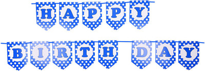 

Party Butiko Polka Dot Blue Happy Birthday Banner Bunting Banner for Birthday Party Decoration - BDayBanner1_20180852 Banner(1 ft, Pack of 1)