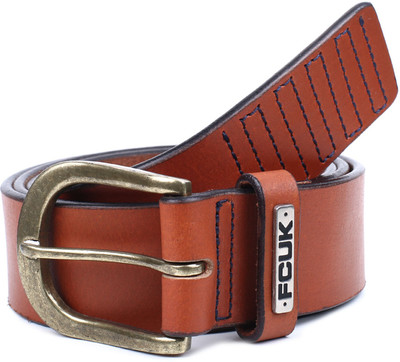 

French Connection Men Brown Genuine Leather Belt, Tan