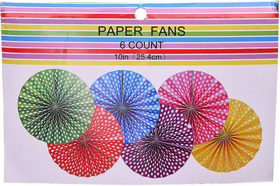 

Party Butiko Multicolor Polka Dot Round Paper Foldable Hanging Decoration Flower Fan For Wedding Birthday Theme Party Accessories- 6 Pcs(Set of 1)