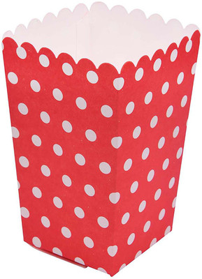 

Party Butiko Red Polka Dot Popcorn Box For Peanuts, Candy, Cookie For Convenient Snacking Or Incorporate Into Festive Table Decorations - PopcornBox1_20180848(Set of 1)