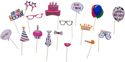 

Party Butiko Happy Birthday Theme Photobooth Props (30 Pieces)/Birthday Party Props(Set of 1)