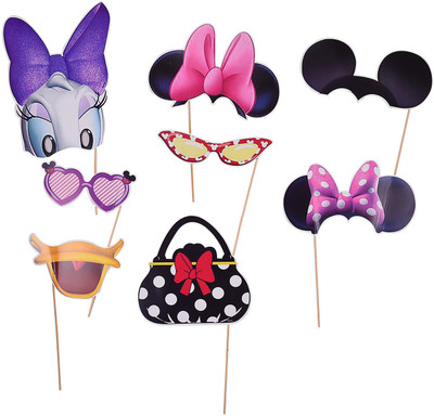Party Butiko Minnie Mouse Photo Booth Props - 8 Pieces/Minnie Theme Prop(Set of 1)