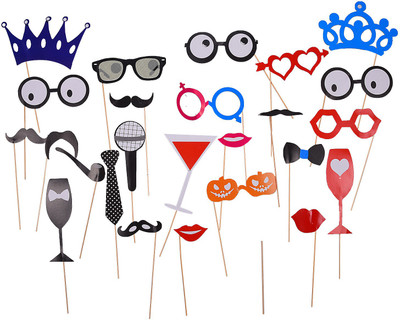 

Party Butiko Prince and Princess Happy Birthday Photobooth Props (Set of 28) for Birthday Photobooth Props(Set of 1)