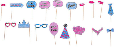 

Party Butiko Party Photo Booth Props for Birthday, Bachelorette, Wedding Decoration Accessories (Set Of 18)(Set of 1)
