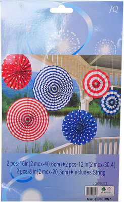 

Party Butiko Multicolor Striped Round Paper Foldable Hanging Decoration Flower Fan For Wedding Birthday Theme Party Accessories- 6 Pcs(Set of 1)