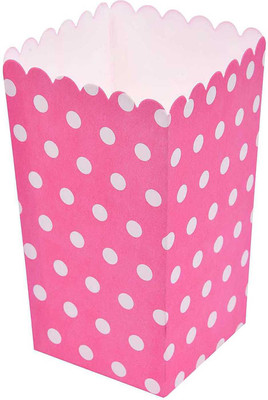

Party Butiko Polka Dot Popcorn Box For Peanuts, Candy, Cookie For Convenient Snacking Or Incorporate Into Festive Table Decorations(Set of 1)
