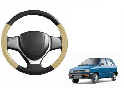 CARIZO Hand Stiched Steering Cover For Maruti 800(Black, Beige, Leatherite)