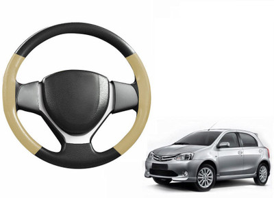 CARIZO Hand Stiched Steering Cover For Toyota Etios Liva(Black, Beige, Leatherite)