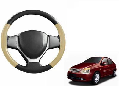 CARIZO Hand Stiched Steering Cover For Tata Indigo CS(Black, Beige, Leatherite)
