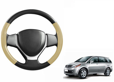 CARIZO Hand Stiched Steering Cover For Tata Aria(Black, Beige, Leatherite)