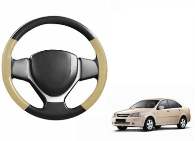 CARIZO Hand Stiched Steering Cover For Chevrolet Optra(Black, Beige, Leatherite)