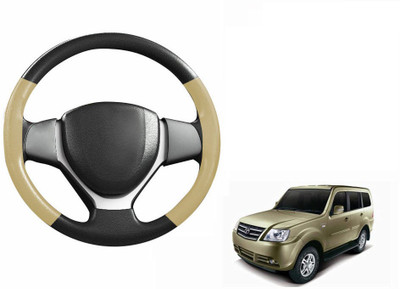 CARIZO Hand Stiched Steering Cover For Tata Sumo Grande(Black, Beige, Leatherite)