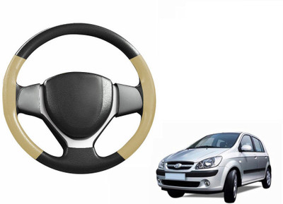 CARIZO Hand Stiched Steering Cover For Hyundai Getz(Black, Beige, Leatherite)