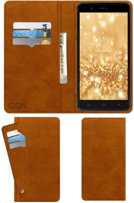 ACM Flip Cover for Intex Aqua Crystal(Gold, Cases with Holder, Pack of: 1)