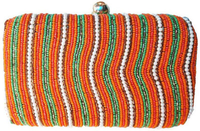 

The Indian Handicraft Store Party Orange Clutch