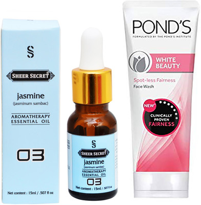 

SHEER SECRET AROMATHERAPY JASMINE ESSENTIAL OIL 15ML with WHITE BEAUTY FACEWASH 100ML(Set of 2)