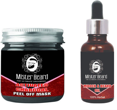 

Mister Beard ACTIVATED CHARCOAL PEEL OFF MASK 100gm WITH MOOCH & BEARD OIL 35ml(Set of 2)