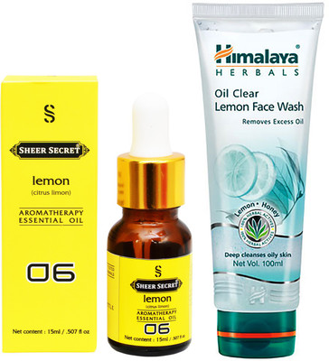 

SHEER SECRET AROMATHERAPY LEMON ESSENTIAL OIL 15ML with OIL CLEAR LEMON FACEWASH 100ML(Set of 2)