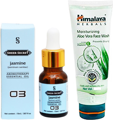 

SHEER SECRET AROMATHERAPY JASMINE ESSENTIAL OIL 15ML with ALOEVERA FACEWASH 100ML(Set of 2)