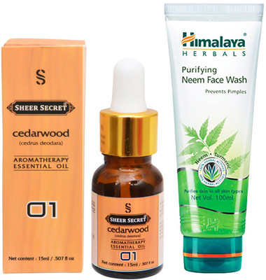 

SHEER SECRET AROMATHERAPY CEDARWOOD ESSENTIAL OIL 15ML with NEEM FACEWASH 100ML(Set of 2)