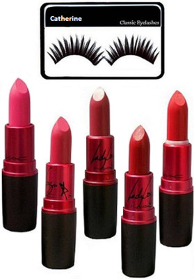 

catherine eyelashes with mac lady gaga lipstick pack of 5(Set of 6)