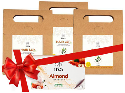

Jiva Hair Lep with Multani Mitti (100 gm) Pack of 3 with Almond Soap(Set of 4)