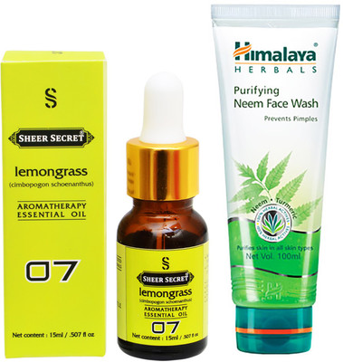 

SHEER SECRET AROMATHERAPY LEMONGRASS ESSENTIAL OIL 15ML with NEEM FACEWASH 100ML(Set of 2)