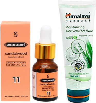 

SHEER SECRET AROMATHERAPY SANDALWOOD ESSENTIAL OIL 15ML with HIMALAYA ALOEVERA FACEWASH 100ML(Set of 2)