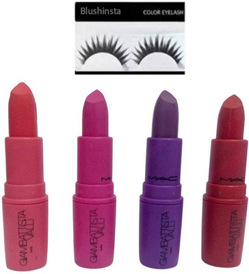 

blushinsta combo kit of eyelashes giambattista lipstick(Set of 5)
