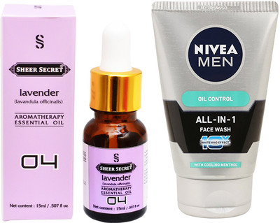 

SHEER SECRET AROMATHERAPY LAVENDER ESSENTIAL OIL 15ML with ALL IN 1 FACEWASH 100ML(Set of 2)