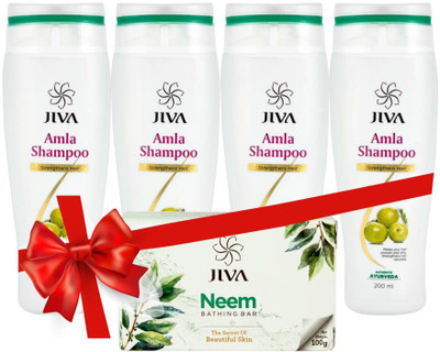 

Jiva Amla Shampoo (200 ml) Pack of 4 with Neem Soap(Set of 5)